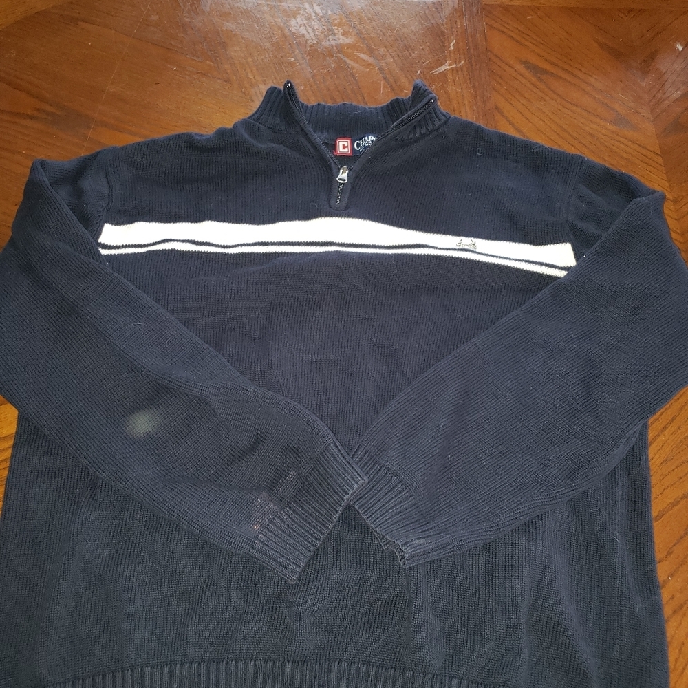 Chaps 1/4 zip sweater xxl blue